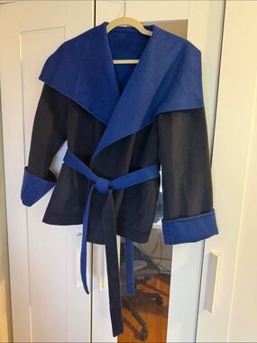 Banana Republic Navy Wrap Jacket with Dark Blue Trim